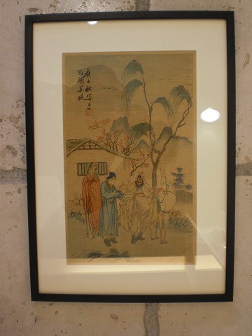 Indrammet kinesisk maleri på silke med gudinden  Guanyin.