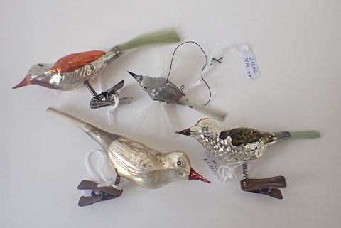 4 stk. glasjulepynt i form af fugle. Sælges individuelt.