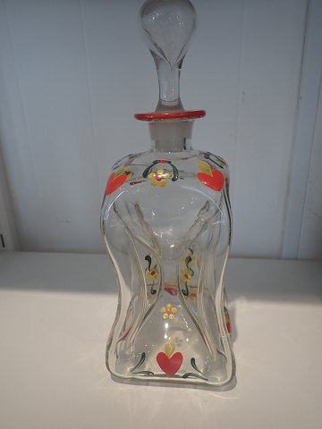 Emaljebemalet klukflaske fra Holmegård.