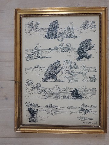 Louis Moe - indrammet humoristisk tushtegning.